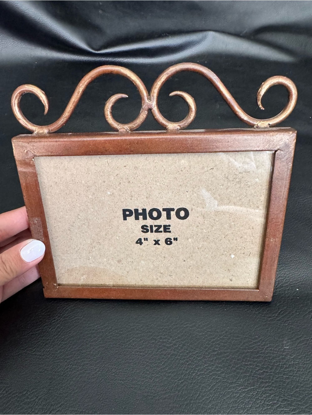 Gold Brass 4x6 Picture Frame Scroll Decal Thick Glass copper Sturdy Wall Mounted
